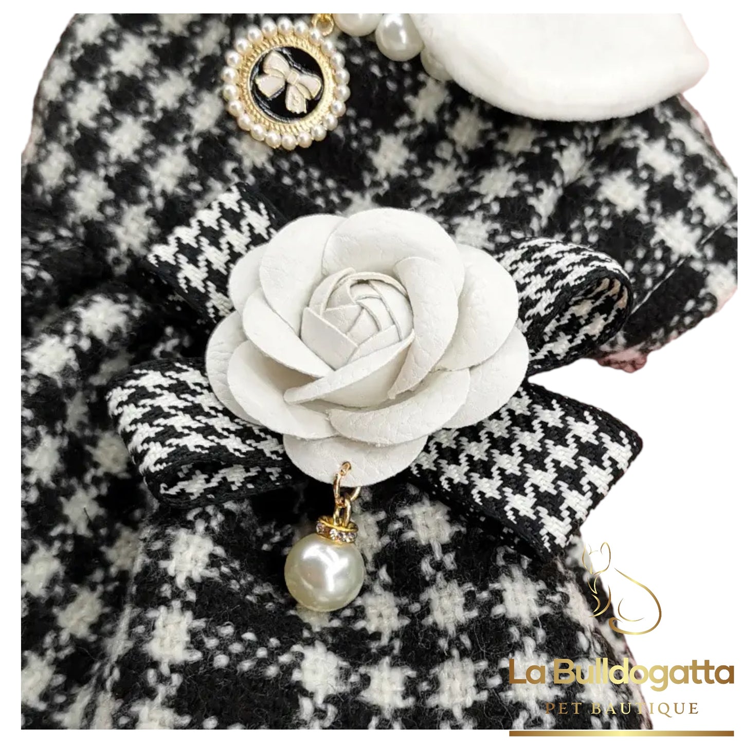 Abitino stile Chanel in pied de poule bianco-nero