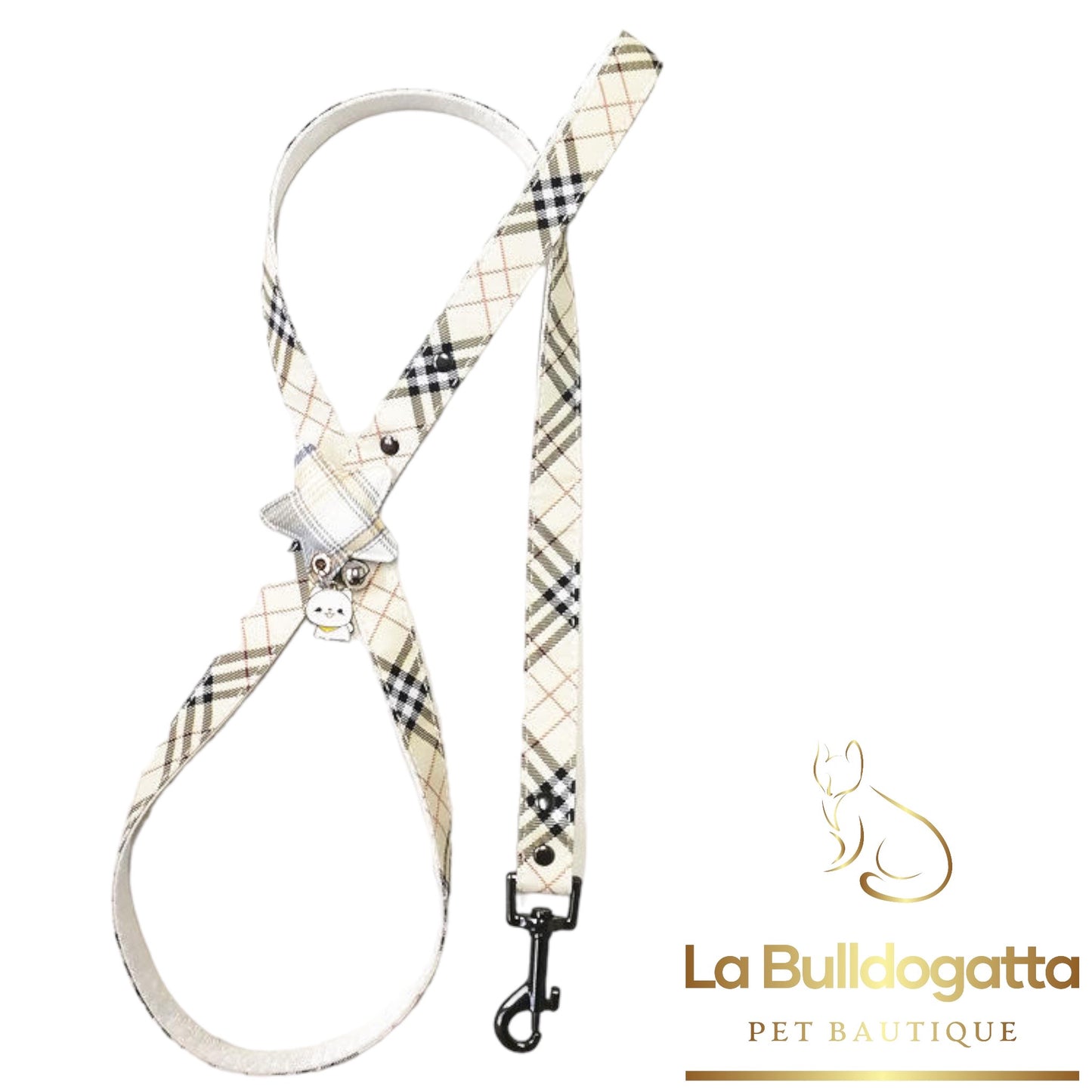 Pettorina e guinzaglio tartan BB
