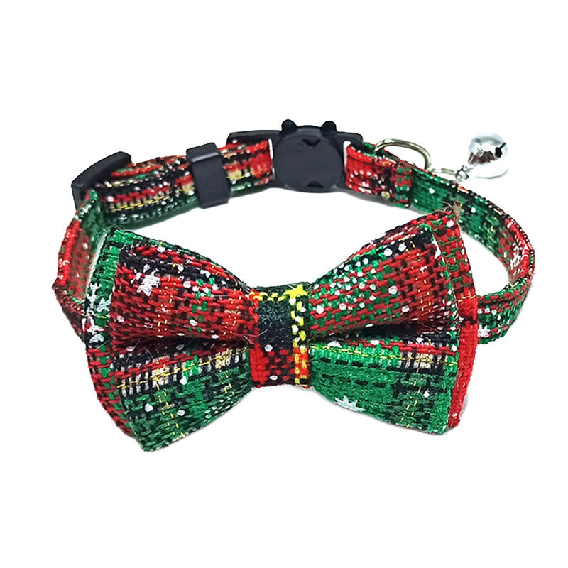 Collarino per gatti con fiocco, fantasia plaid vari colori