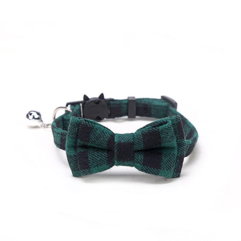 Collarino per gatti con fiocco, fantasia plaid vari colori