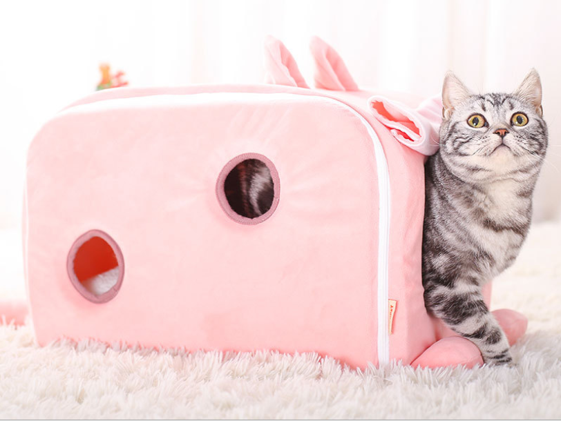 Cuccia per gatto 3 varianti : sacchetto monete, coniglietto e gelato fragola e panna