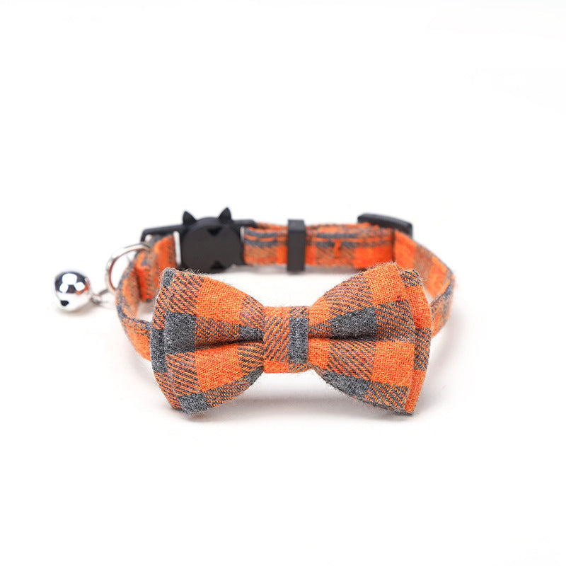Collarino per gatti con fiocco, fantasia plaid vari colori