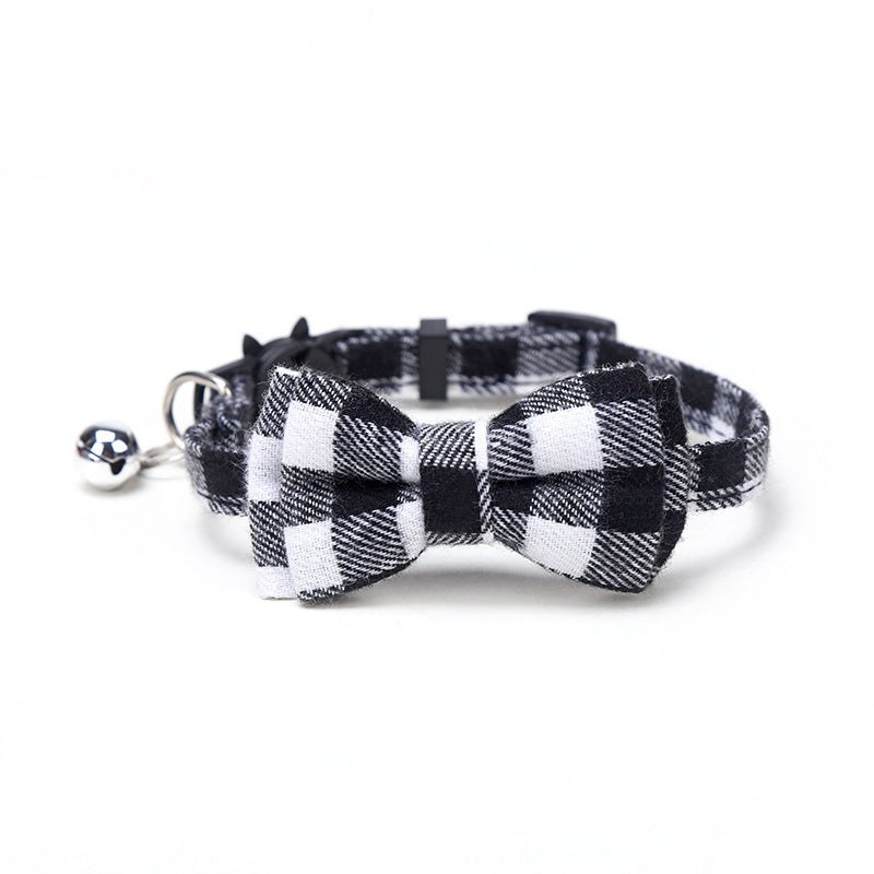 Collarino per gatti con fiocco, fantasia plaid vari colori