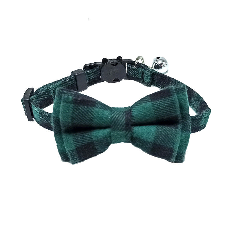 Collarino per gatti con fiocco, fantasia plaid vari colori