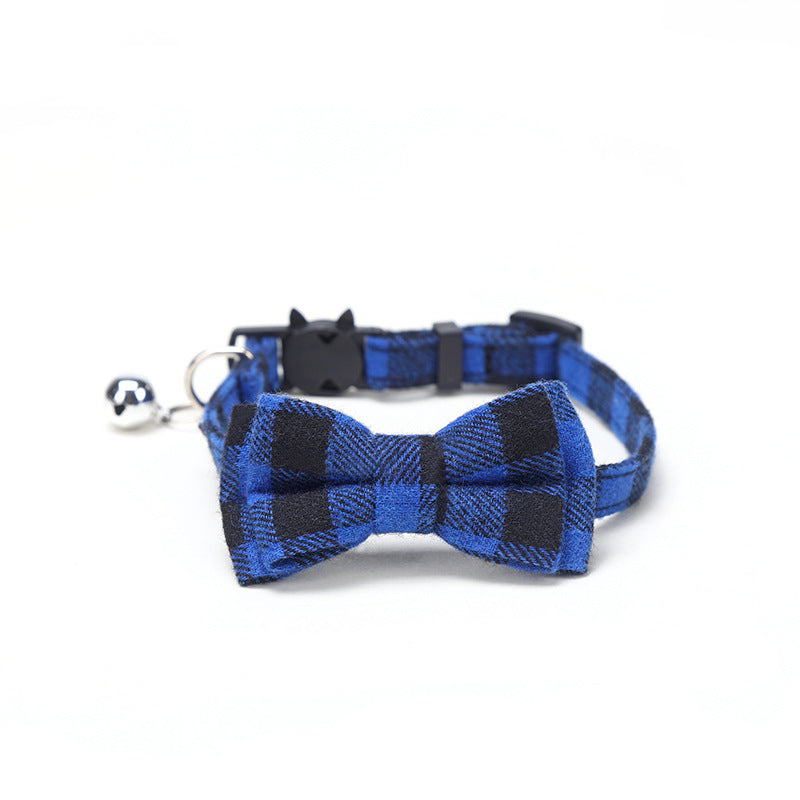 Collarino per gatti con fiocco, fantasia plaid vari colori
