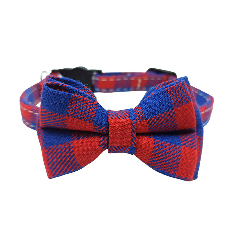 Collarino per gatti con fiocco, fantasia plaid vari colori