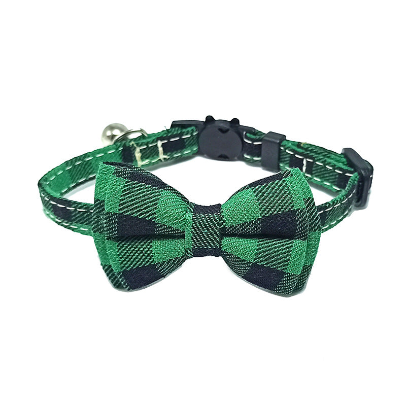 Collarino per gatti con fiocco, fantasia plaid vari colori