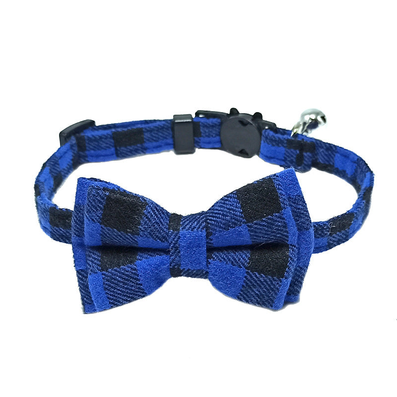 Collarino per gatti con fiocco, fantasia plaid vari colori