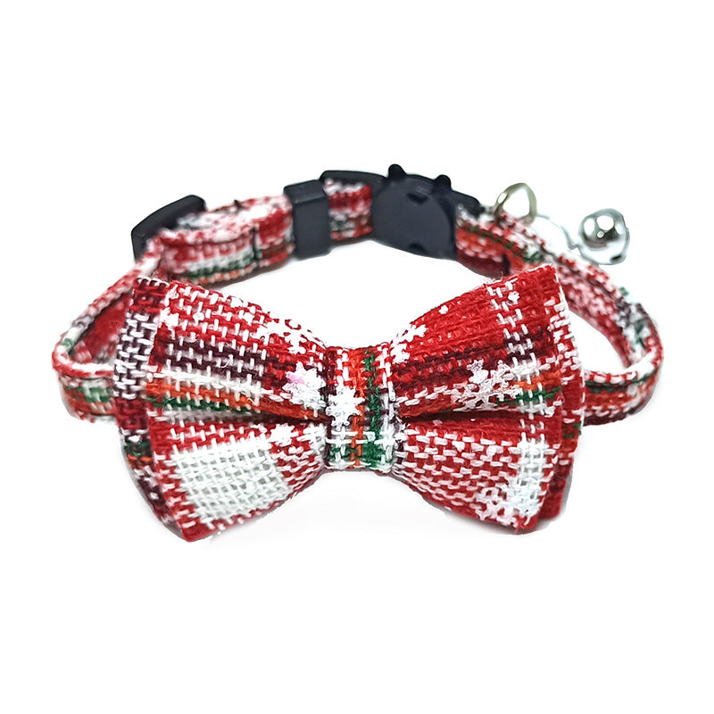 Collarino per gatti con fiocco, fantasia plaid vari colori