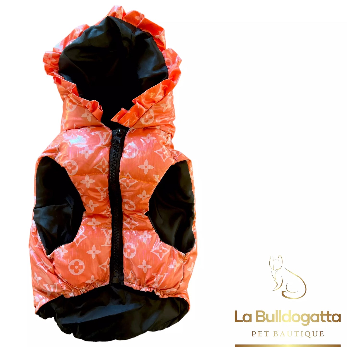 Orange LV ruffle padded jacket
