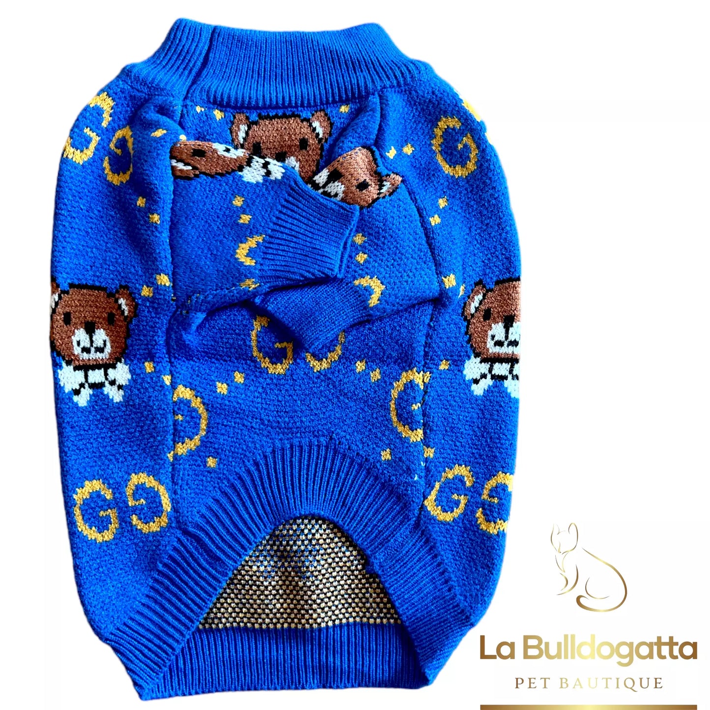 Blue GG teddy bear sweater