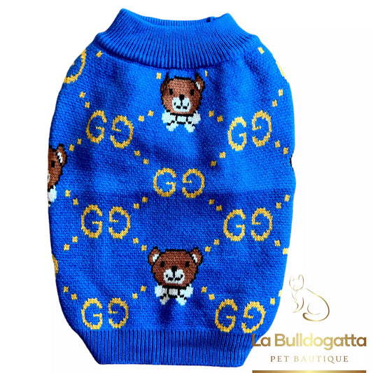 Blue GG teddy bear sweater