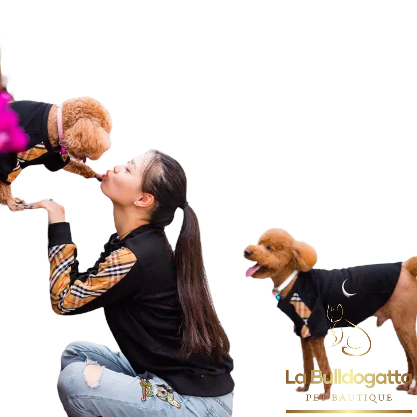 Human Match dog owner sweatshirt Black-Tartan