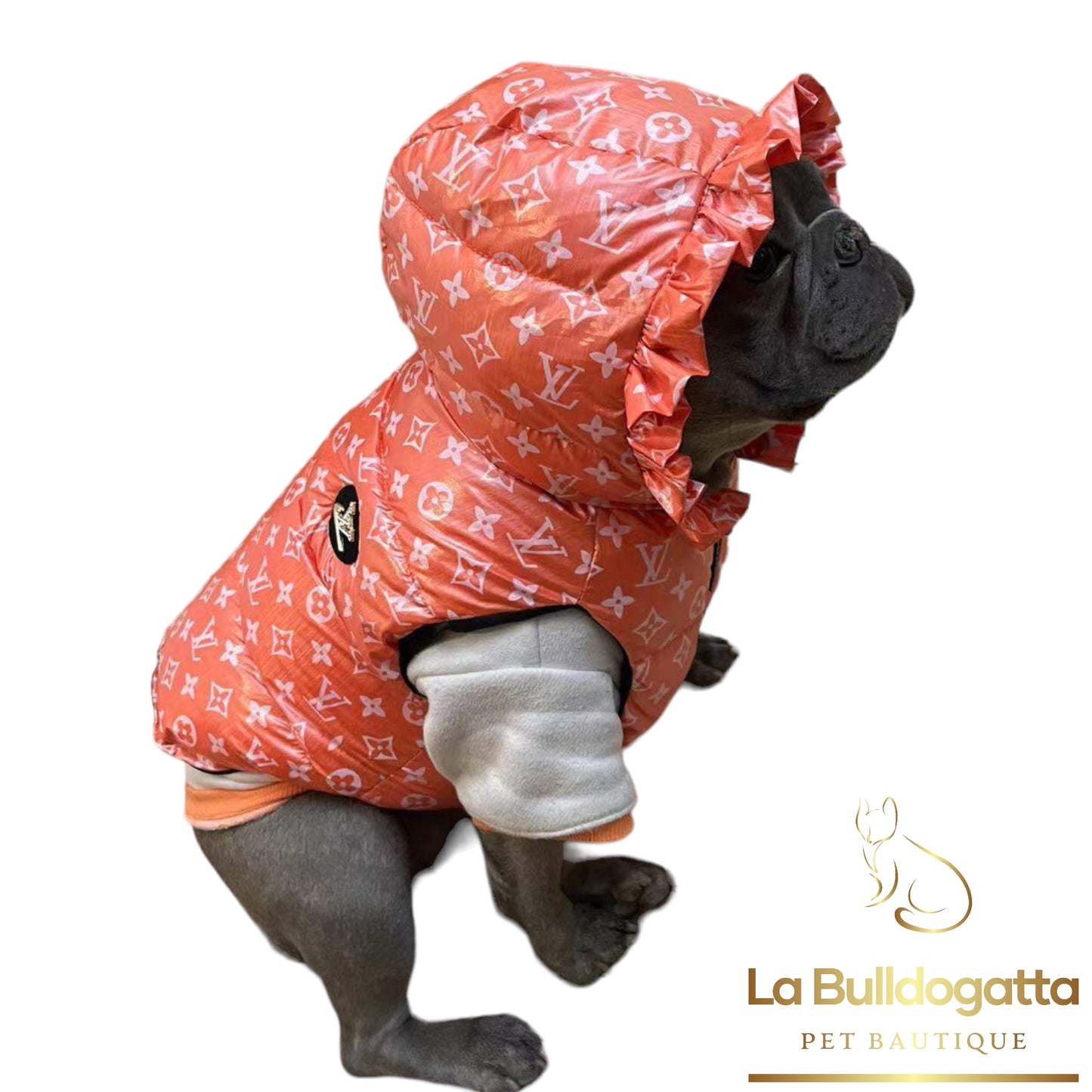 Orange LV ruffle padded jacket