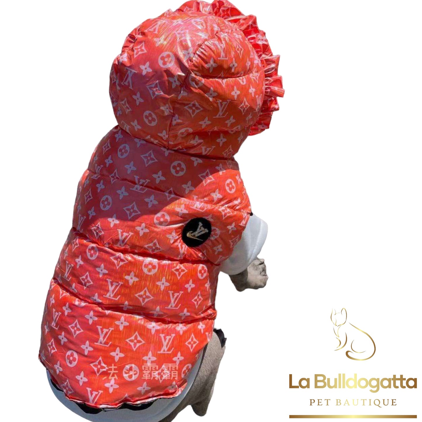Orange LV ruffle padded jacket