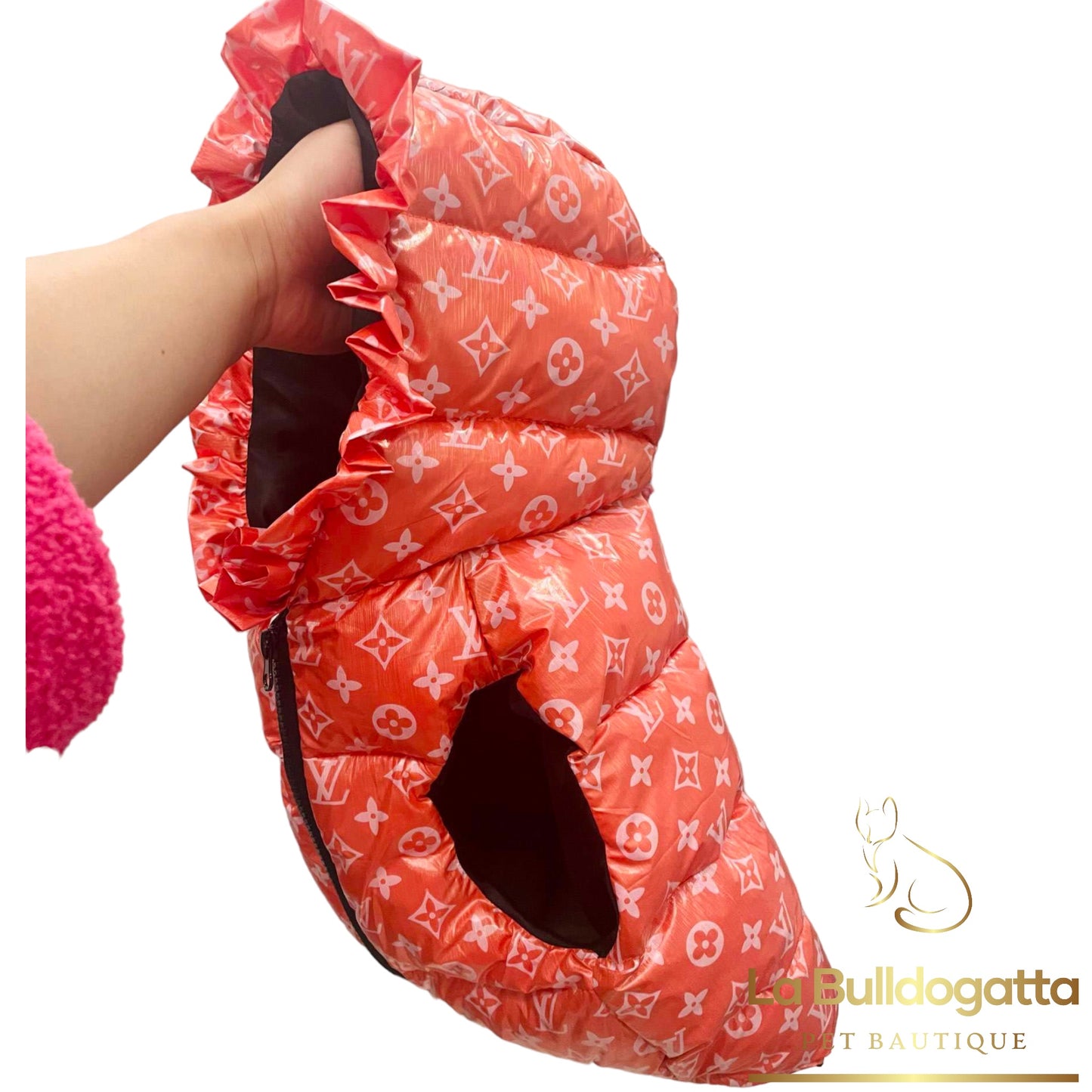 Orange LV ruffle padded jacket