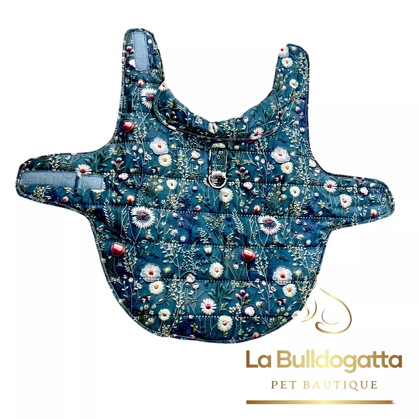 Cappottino impermeabile trapuntato fiori di prato 3D per cani di piccola taglia (fino a 6kg) - SU MISURA