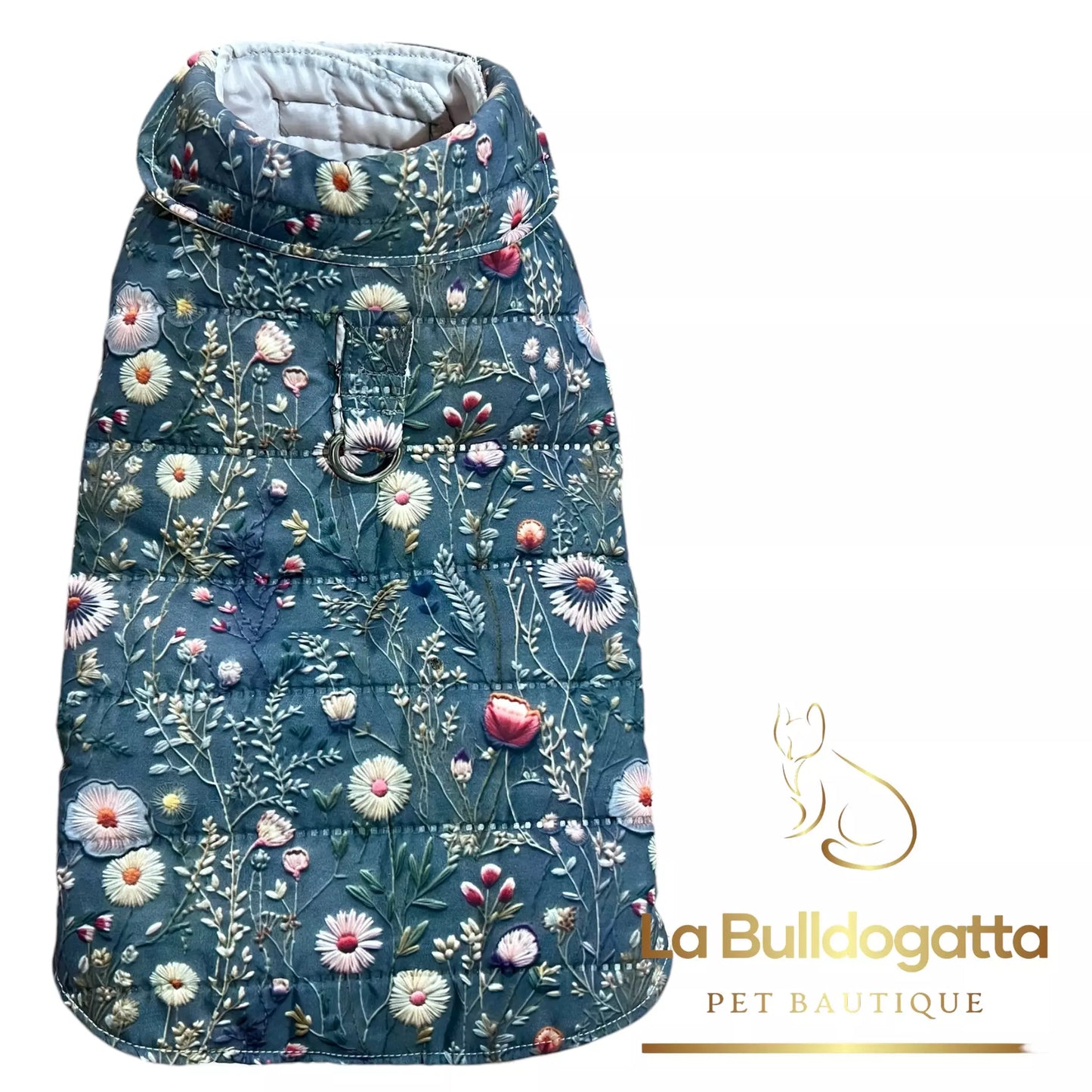 Cappottino impermeabile trapuntato fiori di prato 3D per cani di piccola taglia (fino a 6kg) - SU MISURA