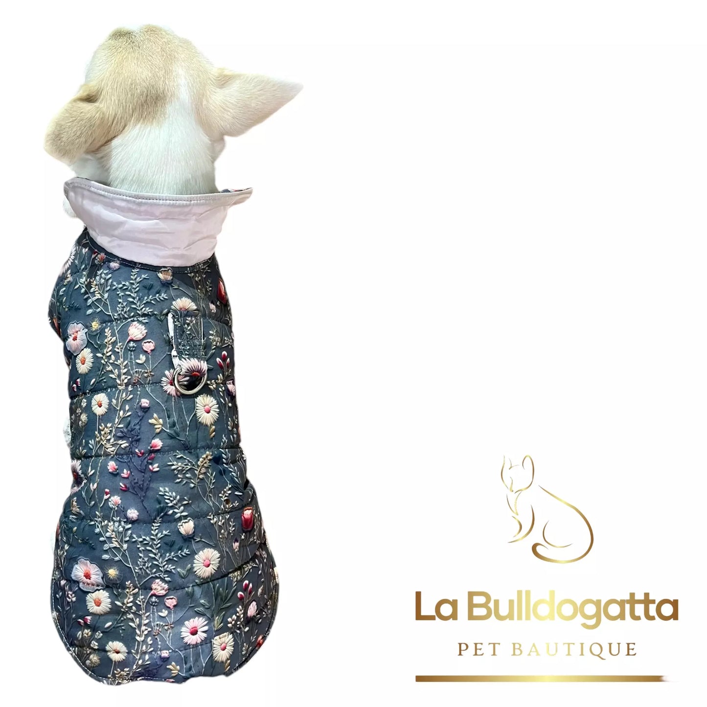 Cappottino impermeabile trapuntato fiori di prato 3D per cani di piccola taglia (fino a 6kg) - SU MISURA