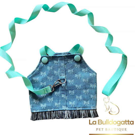 Corpino jeans con gancetto blu-tiffany