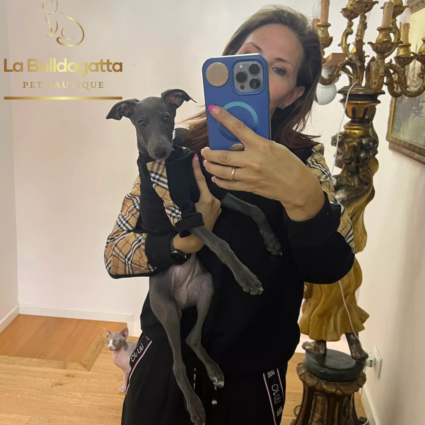 Human Match dog owner sweatshirt Black-Tartan