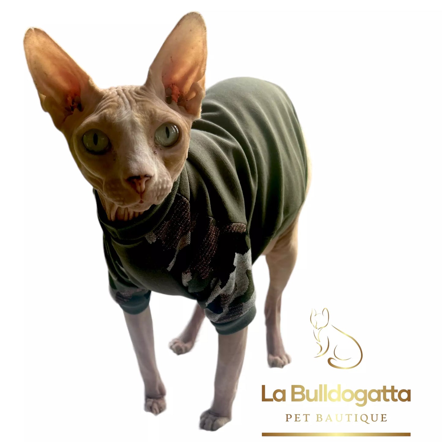 Vestitino sphynx con manica lunga Military Camo Glitter - SU MISURA