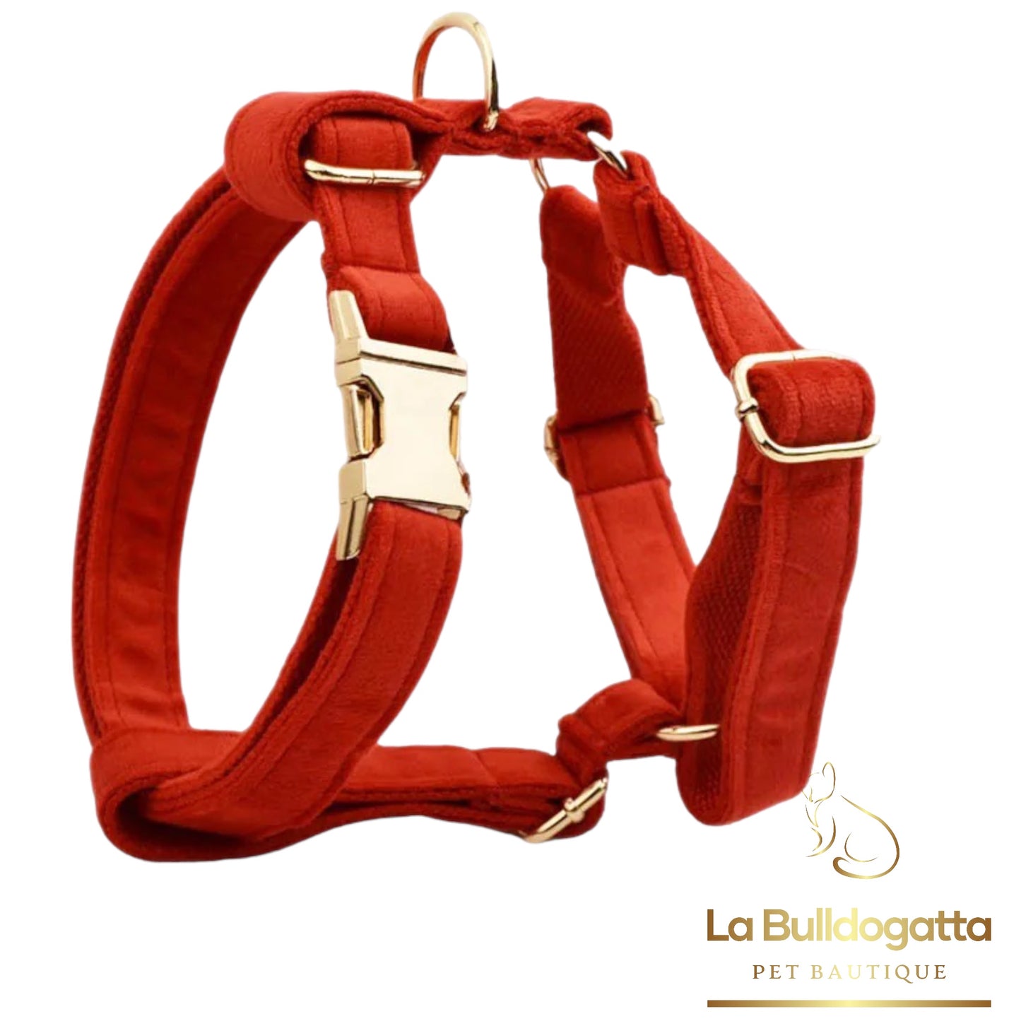 H-shaped harness, leash and red velvet bow set