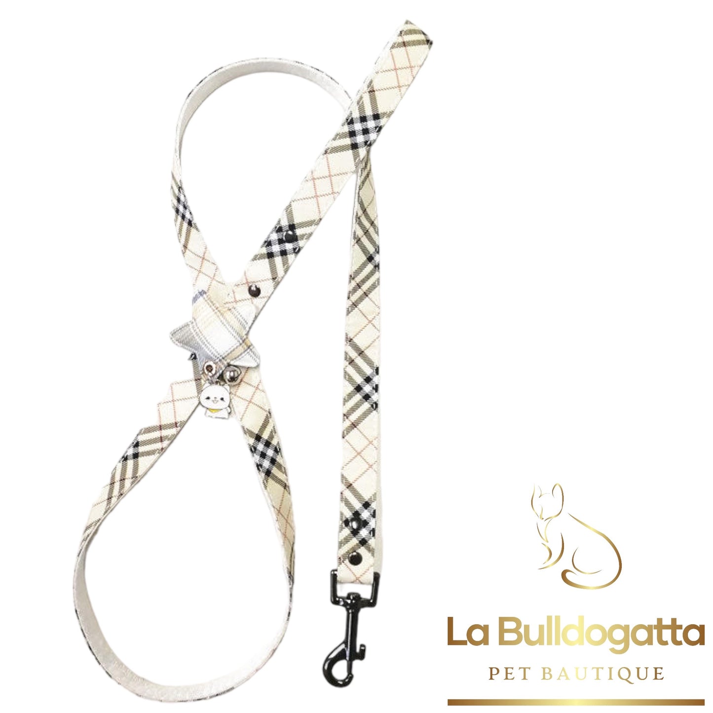 Pettorina e guinzaglio tartan BB