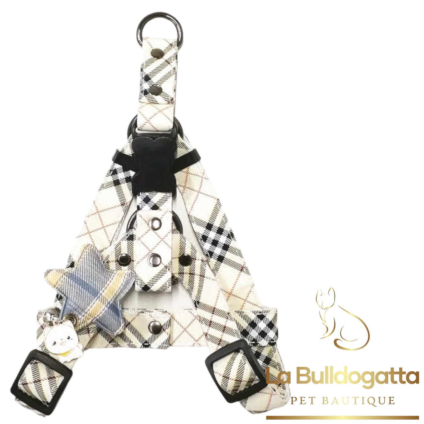 Pettorina e guinzaglio tartan BB