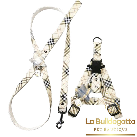 Pettorina e guinzaglio tartan BB