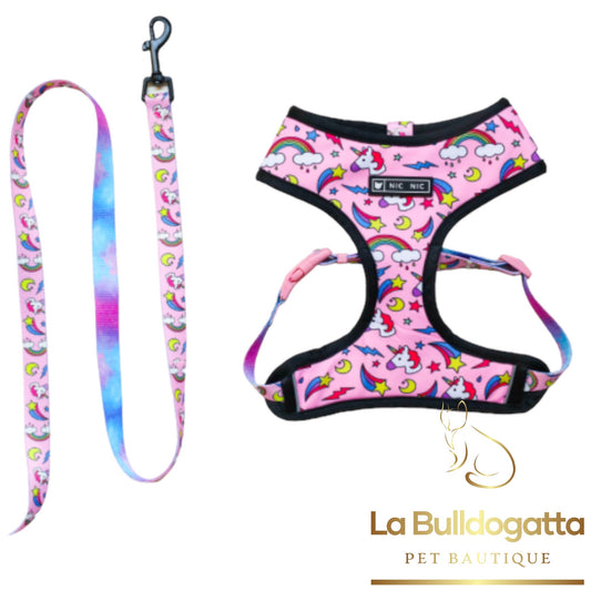 Pink Unicorn harness and leash