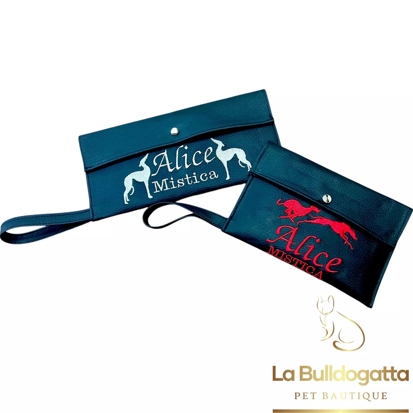 Borsina da polso portalibretti lavoro racing coursing ecopelle con ricamo personalizzato