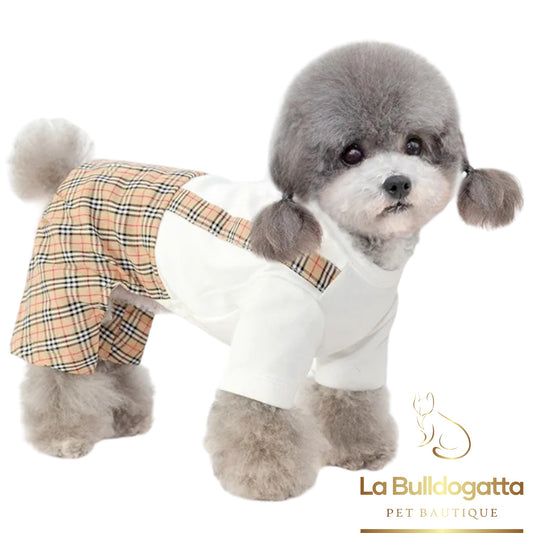 Tartan White Dog Onesie