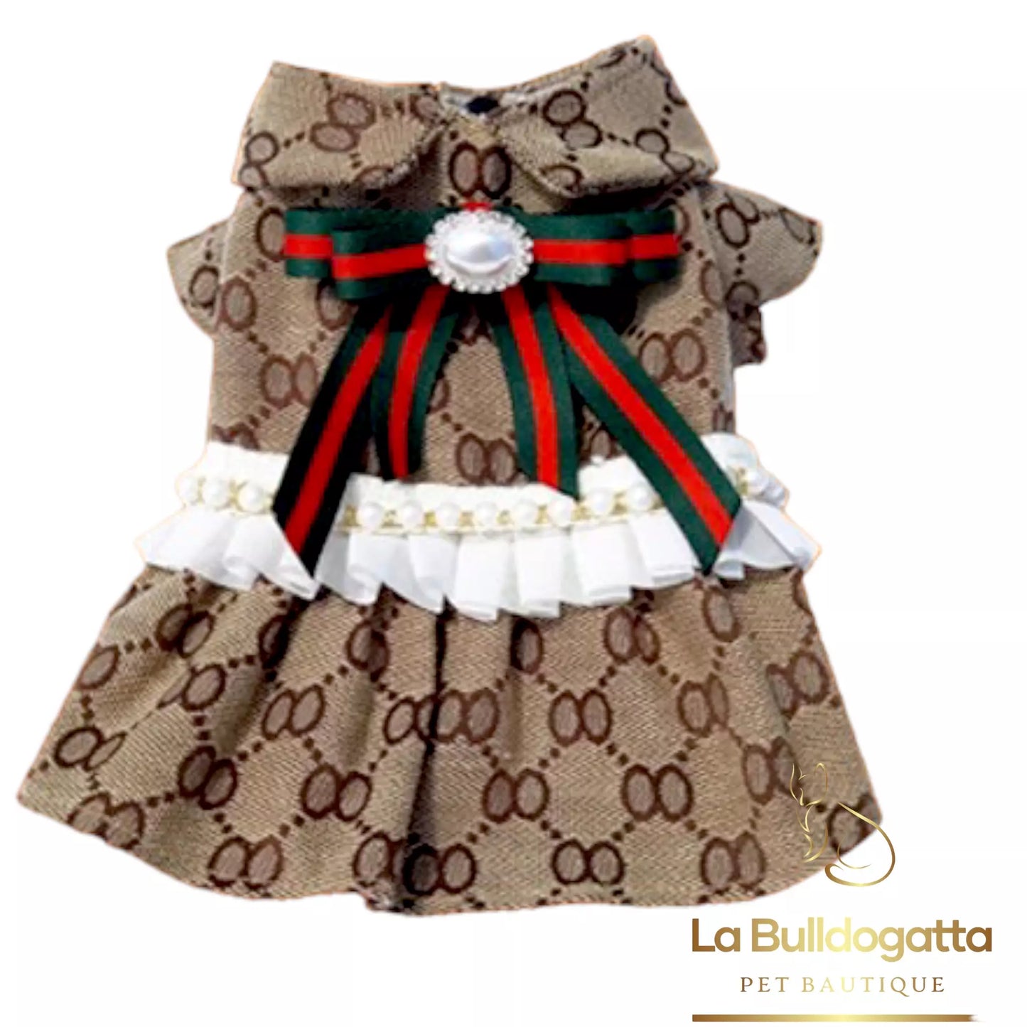 Allover dress with contrasting rosette