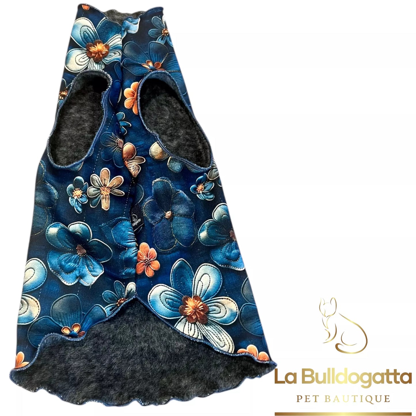 Vestitino sphynx Easy Peasy fiori 3D Blu