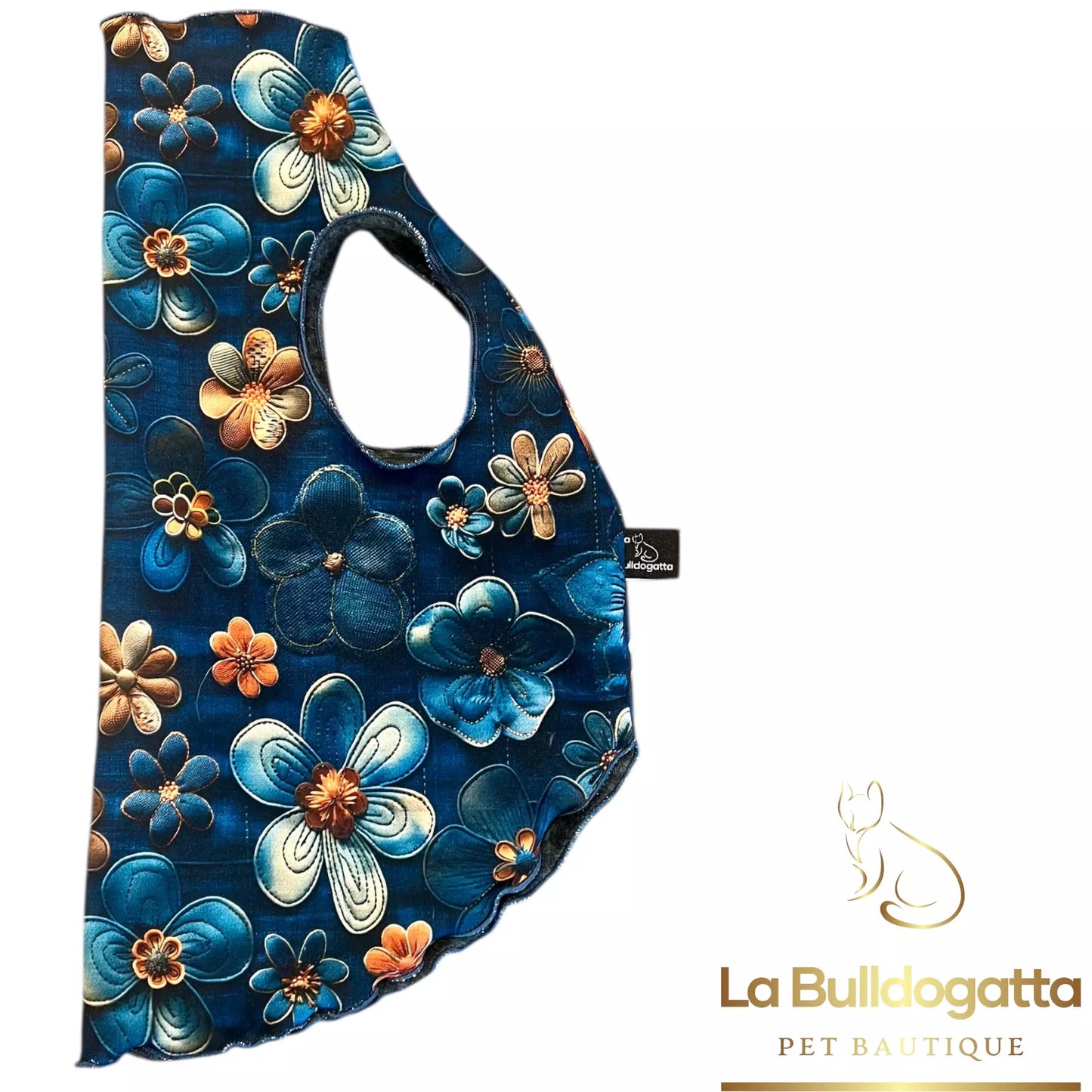 Vestitino sphynx Easy Peasy fiori 3D Blu