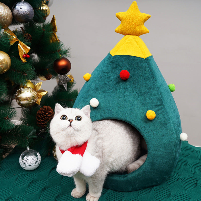 Cat bed Christmas tree