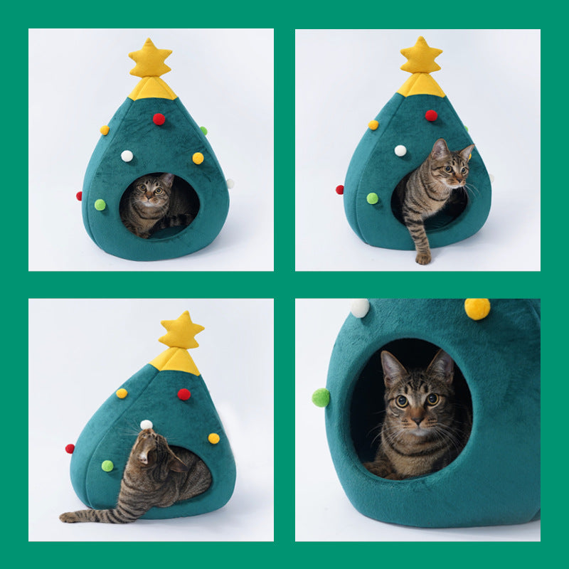 Cat bed Christmas tree