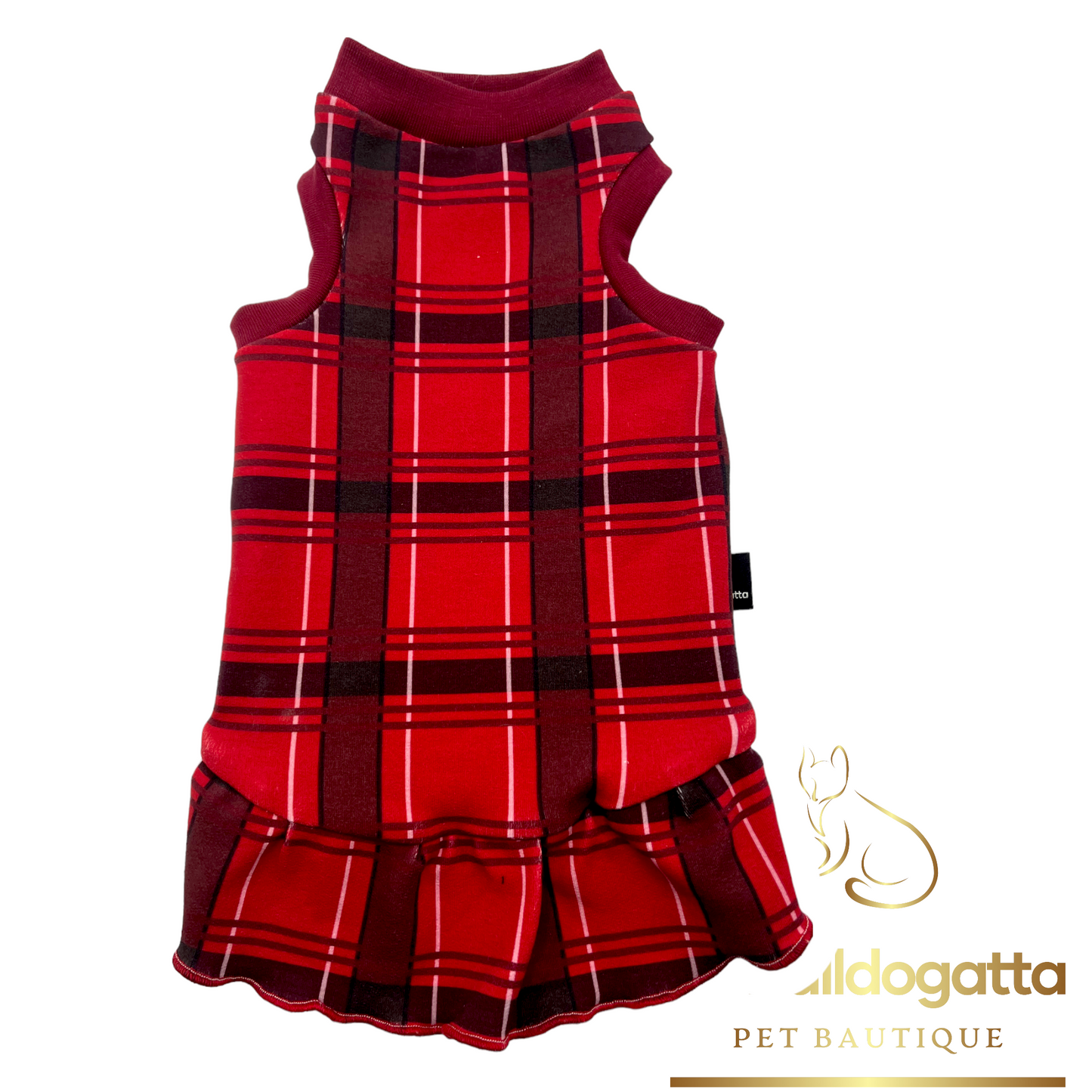 Tartan Red Black Dress with skirt