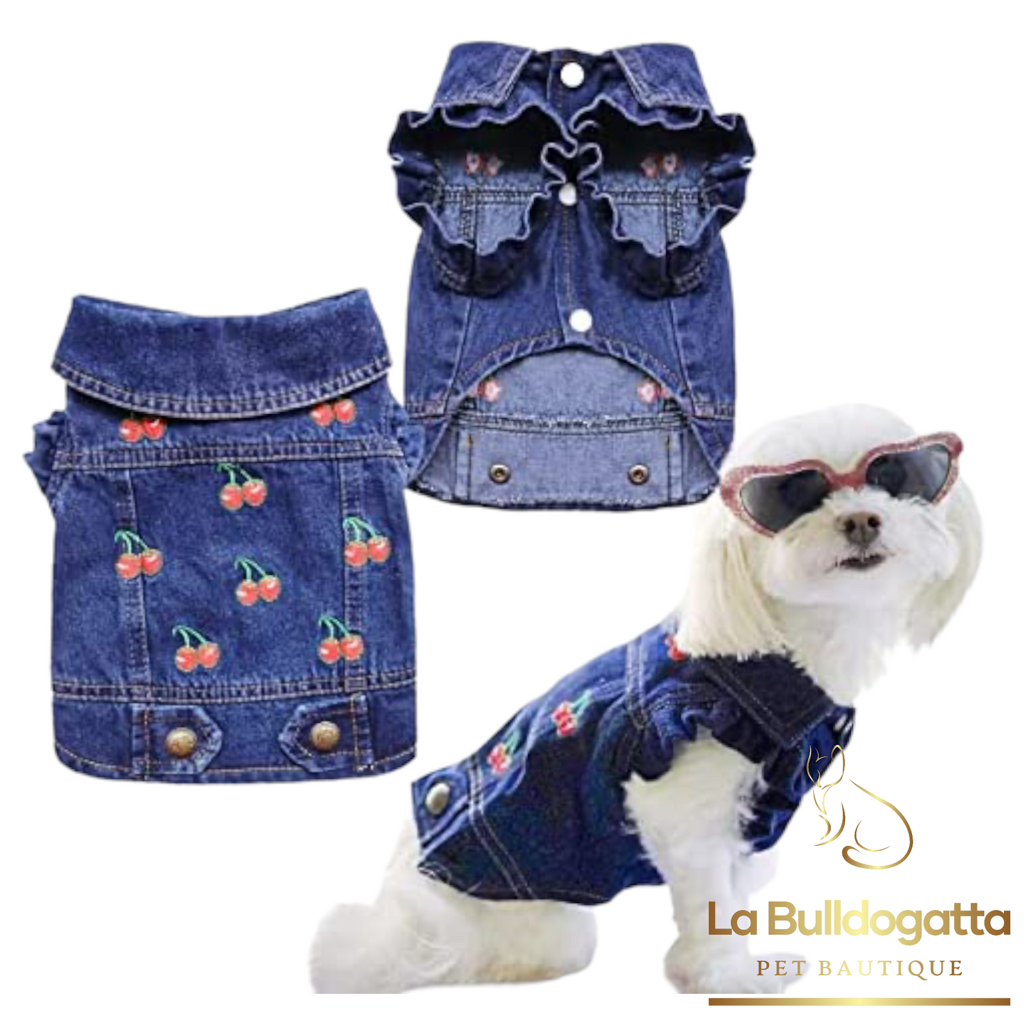 Giubbino jeans ciliegie
